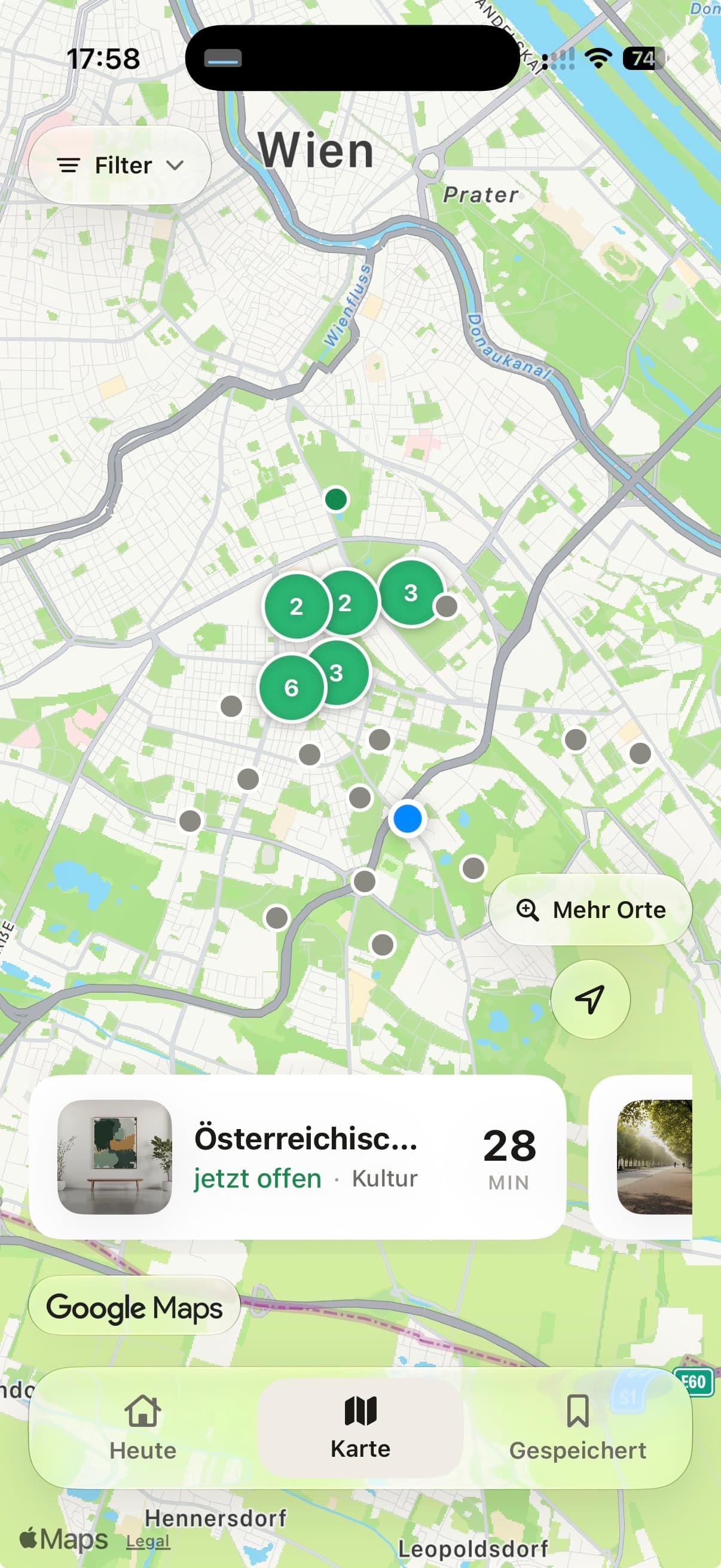 Screenshot der What2Do-App: Entdecken
