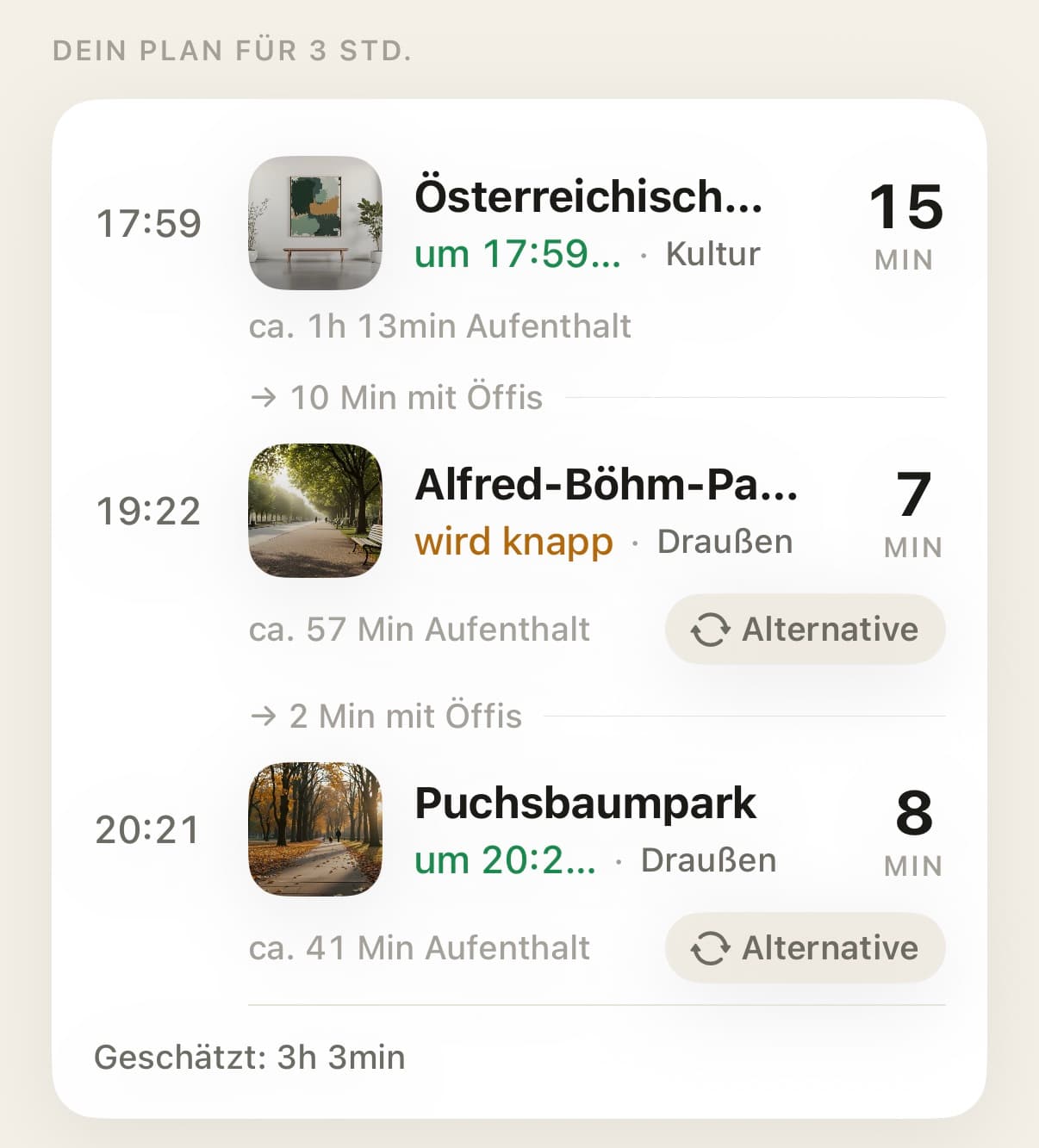 Screenshot der What2Do-App: Planen