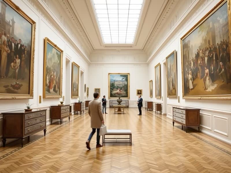 Lichtdurchfluteter Saal eines Museums